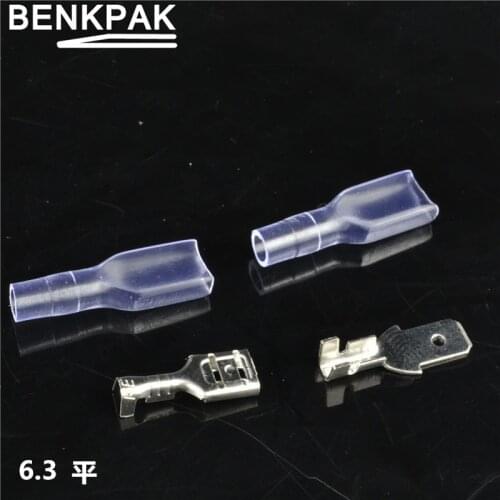6.3mm 25 sets BRASS Crimp Terminal 25pcs Female Spade Connector + 25pcs Male Spade Connector+ 50pcs Case