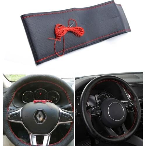 DIY Car Steering Wheel Braid Cover With Needles And Thread Hand-Sewn Artificial Leathe PU Auto Accessories Covers