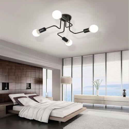 Wholesale Retro Industrial Loft Nordic Pipe Wrought Iron Ceiling Light Lustre Lamp for Home Decor Restaurant Cafe Bar Room