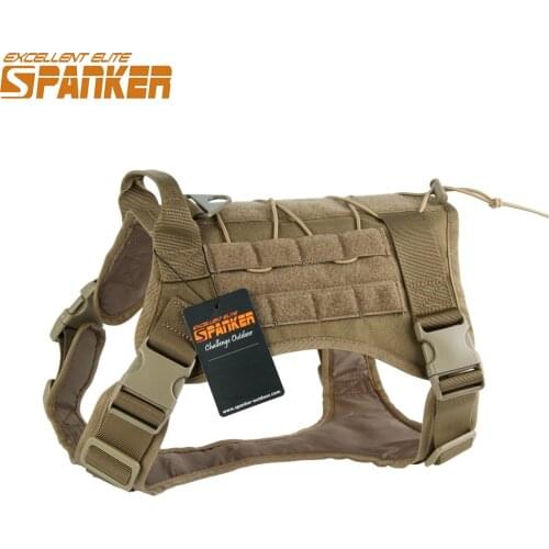 EXCELLENT ELITE SPANKER Tactical Dog Harness Dog K9 Training Molle Combat Harness Service Dog Vest Adjustable Training Vest