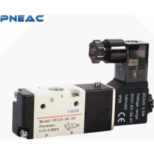 Pneac 3V110-06 3 Port 2 Position 1/8" BSP Single Pneumatic Air Solenoid Valve DC 12V DC 24V AC 110V AC 220V