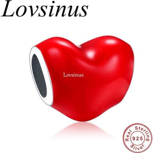 Fit Original Pandorla Charm Bracelet 925 Sterling Silver Zircon Red Heart Shape Beads Berloque For Valentines Day Present