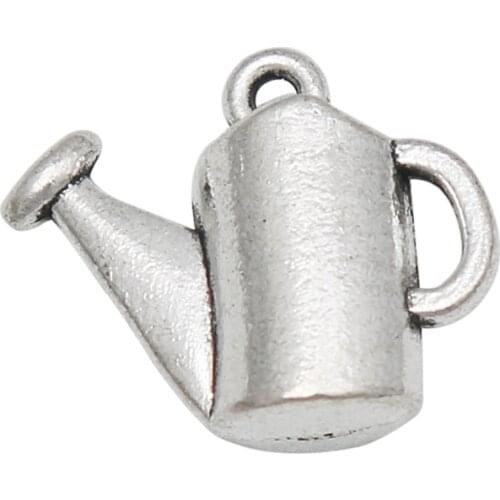 RAINXTAR Antique Silver Color Alloy Grandma Watering Can Charms Gardener Watering Pot Jewelry Charms 15*17mm 20pcs AAC1867