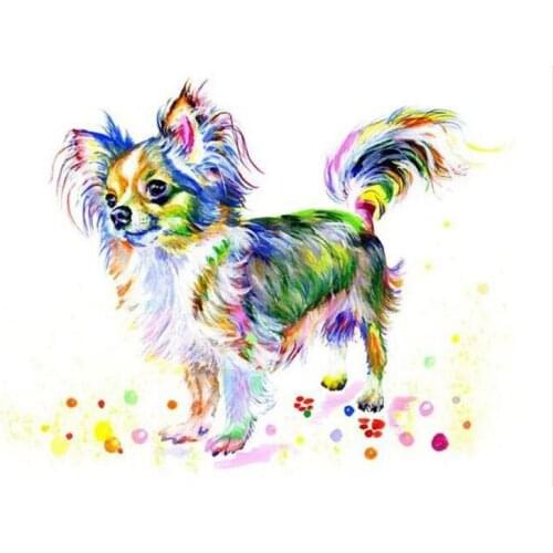 Full Round Diamond Painting Watercolor Chihuahua Dog Diamond Embroidery 5d Diy Mosaic,square Rhinestones Christmas Wall Decal