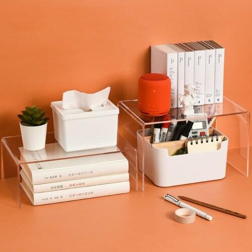 BalleenShiny Transparent Acrylic Sorting Storage Box Kitchen Refrigerator Shelf Toy Hand-made Table Desktop Layered Storage Rack