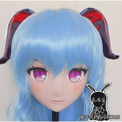 RB2143)Full Head Quality Handmade Female/Girl Resin Japanese Anime Cartoon Character Cosplay Ganyu Kigurumi Mask