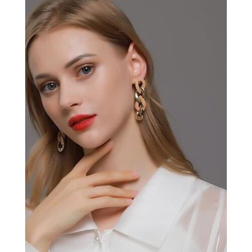 2020 New Fashion Long Thick Chain Earrings Cool Ear Stud Ear Pendant Ear Stud for Women Girls Boucle D'oreille Jewelry Gifts