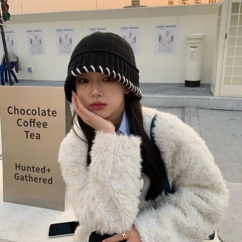 Thick Cashmere Knitted Hat Womens Warm Woolen Fisherman Hat Hip-Hop Skullies Cap Costume Accessory Gifts Winter Bonnet Femala