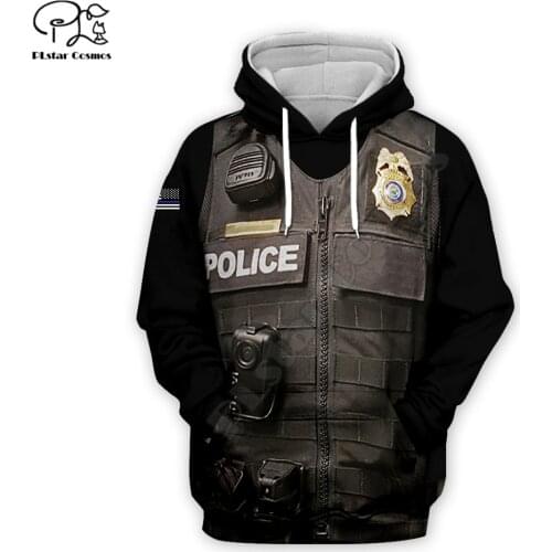 Police 3d all over Printed Unisex hoodies Fashion Casual Hooded Sweatshirt zip hoodies women for men tops Cosplay costumes