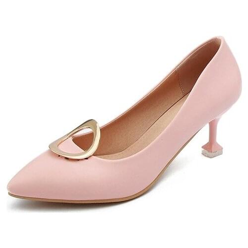 Fashion pointed shallow mouth round buckle 18 years spring new documentary shoes size 43 yards 31 - high 1839