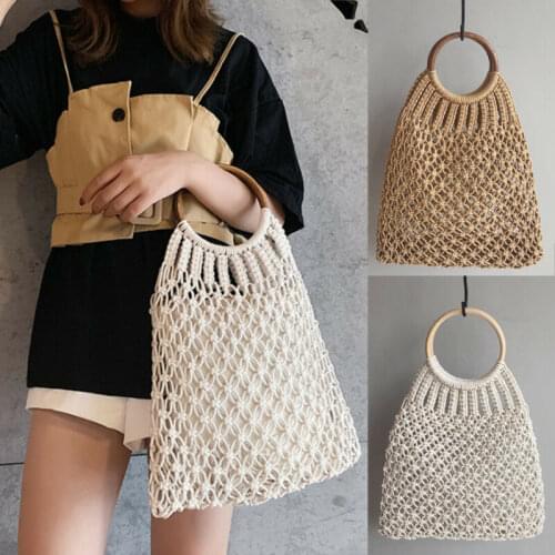 Vintage Boho Beach Tote Woven Handbag Women Summer Straw Bag Rattan Casual Shoulder Bags