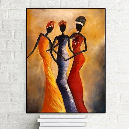 Vintage African Woman Portrait Oil Painting Wall Art Pictures Painting Wall Art for Living Room Home Decor (No Frame)