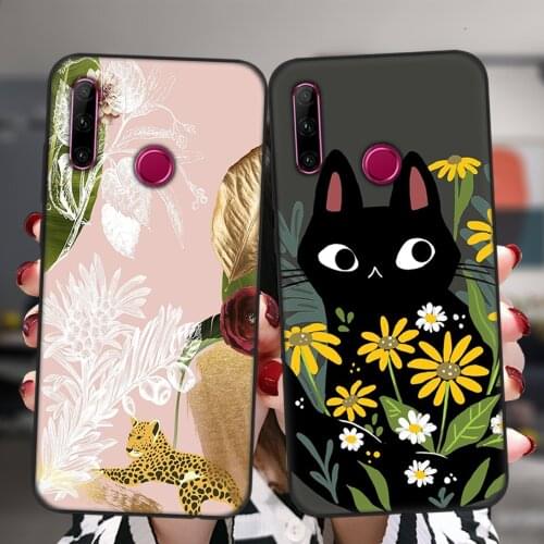 For Honor 50 Pro SE 30 9 10 20 10X Lite Pro 10i 20i 30i 8X 9X Black Protective Case Flowers Leopard Dog Cat Soft Silicone Cover