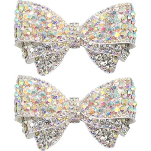 2Pcs women Wedding Pointed Shoes Decoration shinnie Ladies Rhinestone Bow Shoe Charms Buckle