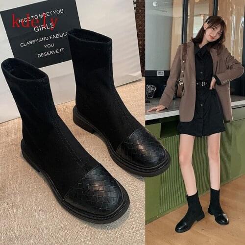 2020 New Autumn Winter Boots Black Suede Ankle Boots Non Slip Rubber Thick Bottom Fashion Chelsea Ladies Shoes