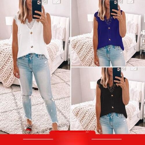 2021 Hot Casual Vest Women Simply Solid color Casual Buttons Holiday Sleeveless V-neck Summer New Products Ace Outwear Tops