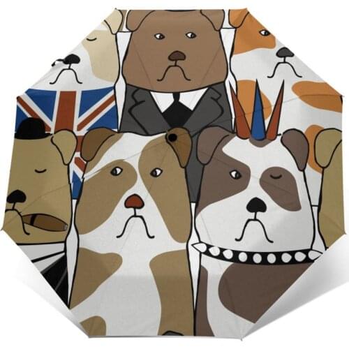 Sunny Umbrella English Bulldog Cartoon Automatic folding portable men women umbrella Sunscreen rain Windproof beach parasol