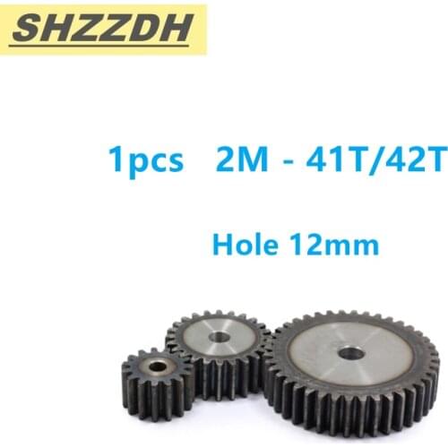 1PCS 2M 41T 42T inner hole 12mm spur gear standard hole 90 degree 45# steel quenching