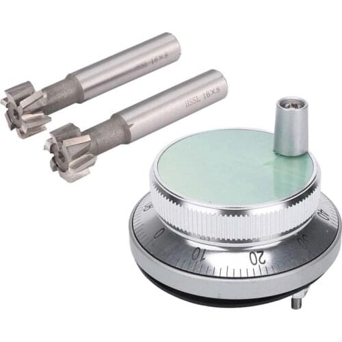 1 Pcs Hand Wheel Handle Kit 5V Manual Pulse Hand Wheel & 2 Pcs White Steel Straight Shank T-Slot Milling Cutters