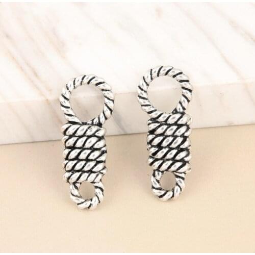 10pcs Silver Color Hemp Rope Charms Climbing Tools Connector Pendant For DIY Handmade Jewelry Making Accessorie 25x10.5mm