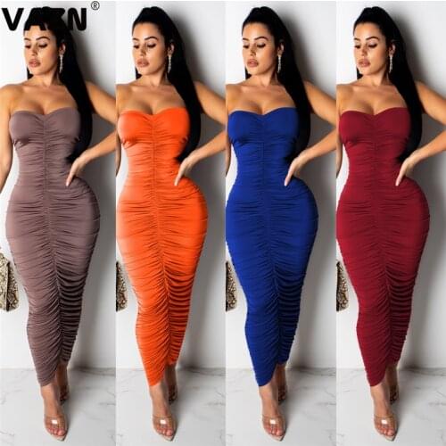 VAZN GOFN 16228 Bandage Bodycon Holiday Night Club Strapless Sexy Slim Young Long Dress 2019 Design Sleeveless dress Women Dress