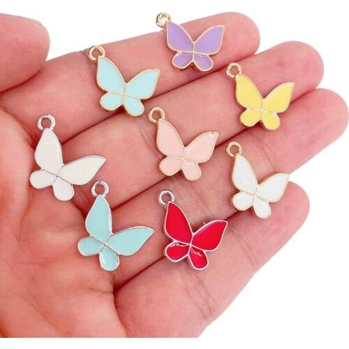 17*15MM Colorful Enamel Animal Butterfly Charms for Jewelry Making Pendants Necklaces Cute Earrings DIY Handmade Accessories