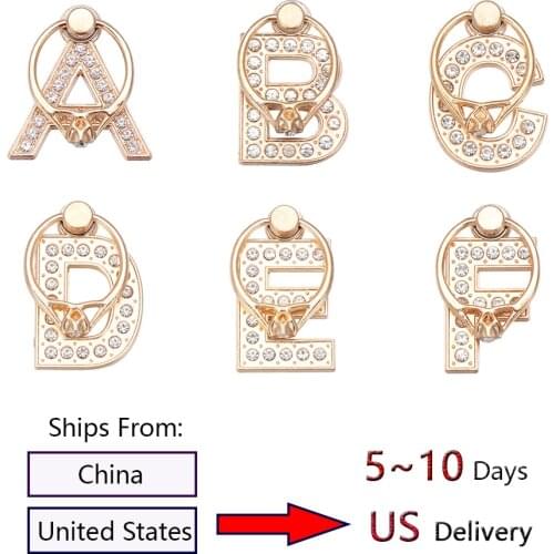 2020 New Ultra Thin Alphabet 360 Rotating Cell Phone Bracket Luxury Grip Finger Ring Stand Holder Support Socket Phone Accessory
