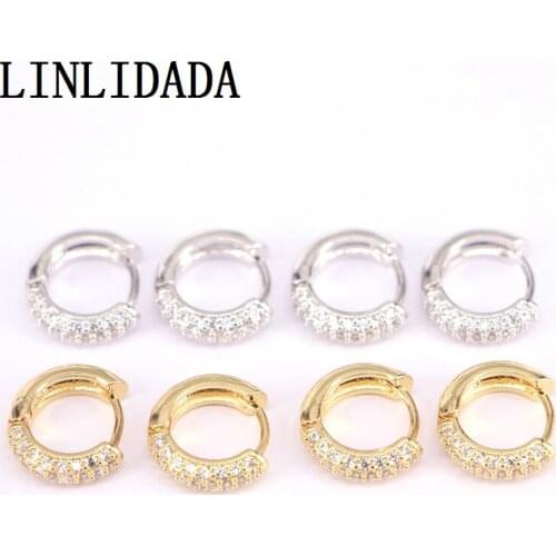 5Pair 15mm Trendy Jewelry Charm Earrings Cz Round Hoop Earrings for Women Wedding Party Gifts