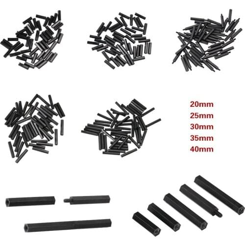 50Pcs Black M3 Hex Nylon Standoff Spacer Column Flat Head Double Pass Nylon Plastic Spacing Screws 1802- M3NH12