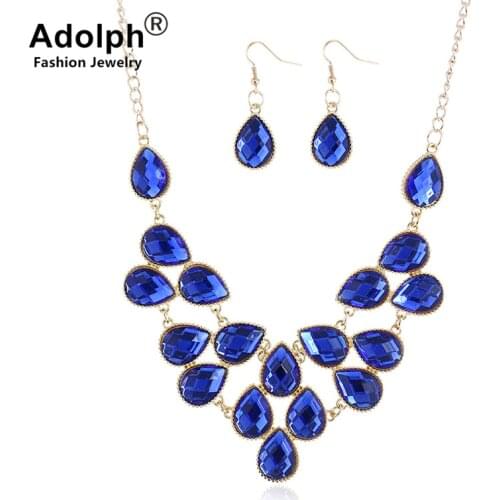 ADOLPH Star Jewelry Rhinestones Choker Necklace With Stud Earring Vintage Drop Jewelry Set Statement Accessories Bijoux New
