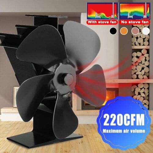 Black Fireplace Stove Fan Heat Powered Stove Fan Heater Tool Efficient Heat Distribution for Wood / Log Burner/Fireplace