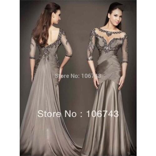 2018 maxi long bandage vestidos formales luxury crystal Sweetheart Long Sleeve Flower Beaded Prom mother of the bride Dresses