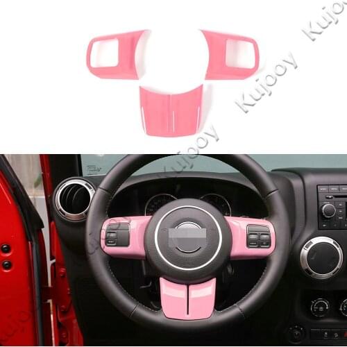For Jeep Wrangler 2011-2017 Pink Steering Wheel Decor Cover Frame Trim Car Styling
