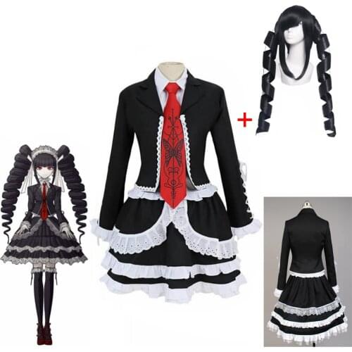 Hot!Danganronpa Ronpa Celestia Ludenberg Cosplay Costume Fantasy Halloween party fancy Costume With Wig Free Shipping