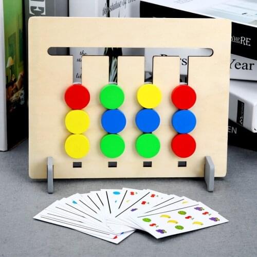 Montessori Toy Color Fruits Double Sided Matching Game Logical Reasoning Training Kids Educational Toy Children Wooden Toy Gifts