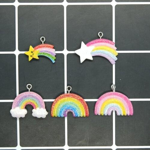 Kawaii rainbow Charms Pendants for DIY decoration necklace earring key chain Jewelry Making wine glass marker