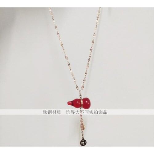 2021 New Red Crystal Gourd Pendant Necklace for Women Fashion Simple Rose Gold Chain Necklace Jewelry accesorios mujer