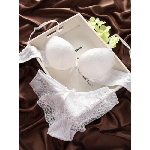 2021Fanshion Women Bra Sets Lady Cute Sexy Underwear Satin Lace Embroidery Bra Sets With Panties Big Cup BC Size 70-80 Black