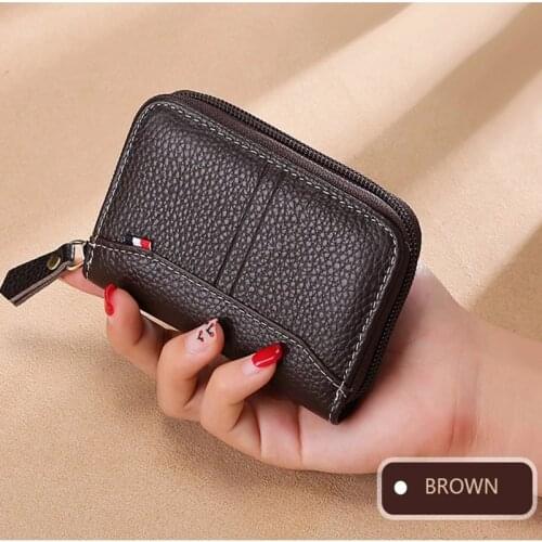 Genuine Leather Wallet For Women Luxury Woman Wallets New Version Lychee Pattern Cowhide Coin Purse Mens Card Holder Unisex Bag