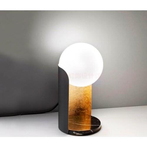 Creative marble table lamp metal glass designer villa hotel office study bedroom bedside table lamp WF1111222
