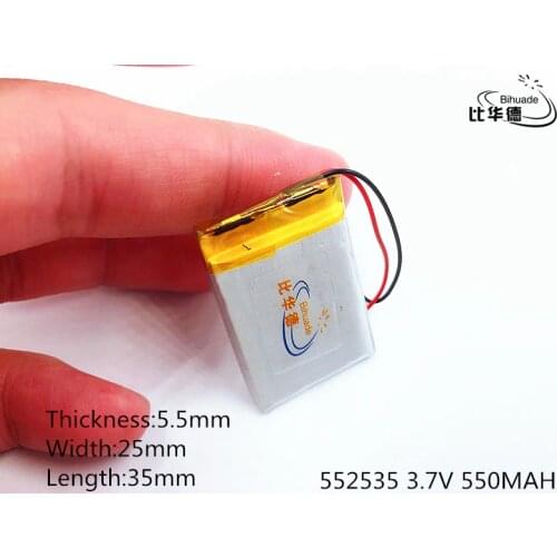 Li-Po (1pieces/lot) Polymer lithium ion battery 3.7V,550MAH 552535 CE FCC ROHS MSDS quality certification