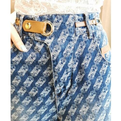 Fashion color jeans women elastic waist casual pants 2021 new nine-point denim radish pants