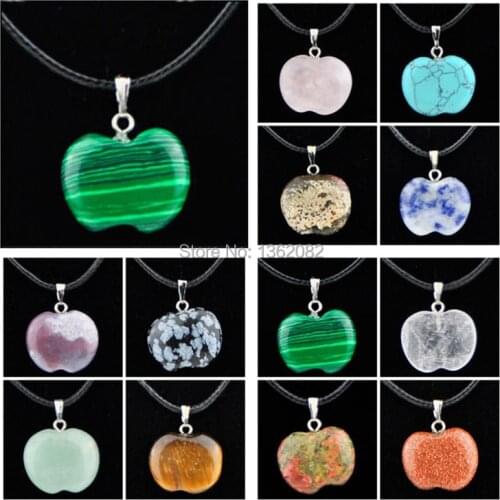 Fashion 12pcs Quartz Choker Crystal APPLE Natural Stone Pendants Necklace Valentines Day Gifts MN487