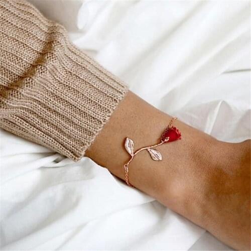 Fashion Ladies Rose Bracelet Trendy Flower Simple Korean Bracelet For Women Wristband Chain Wedding Jewelry Girl Party Gifts