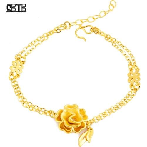 Muslim Gold Noble Temperament Jewelry Romantic Rose Bracelet Boutique Wedding Party Accessories Gift Bracelet for Women