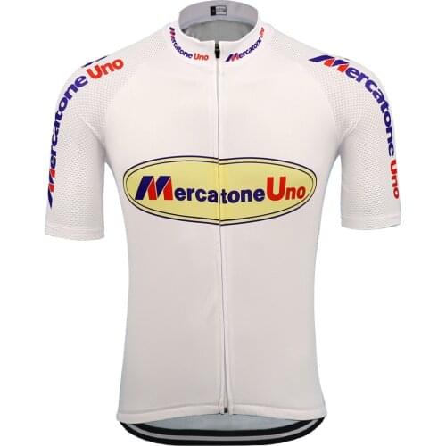 Mens Cycling Jersey Bicycle Clothing white cycling clothes Maillot Ciclismo MTB Jersey short sleeve bike clothing Mercatone Uno