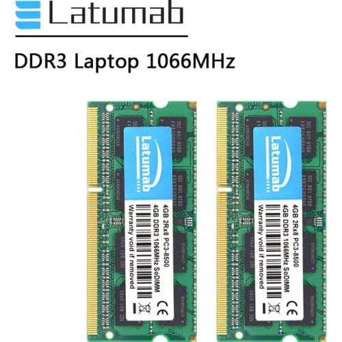 Latumab DDR3 2GB 4GB 8GB RAM Laptop Memory 1066MHz PC Memory PC3-8500 So Dimm RAM Notebook Memory Module