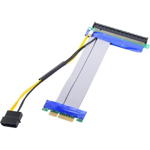 PCI-E Express 4x to 16x Flex Cable Extender Converter Riser Card Adapter with 4pin Power 15cm
