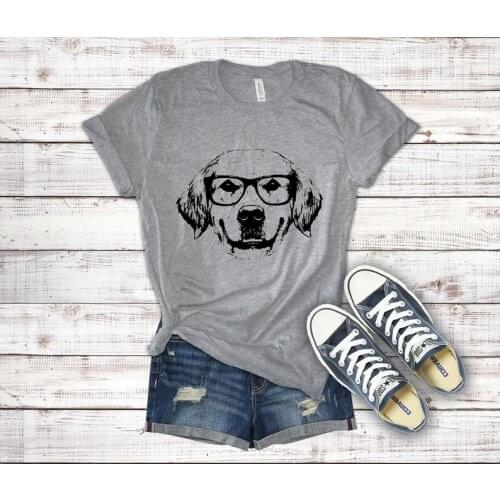 Golden Retriever Wearing Glasses dog mom Mama shirt Unisex Short Sleeve Top Tees Cotton O Neck Casual Mother Shirts cotton goth