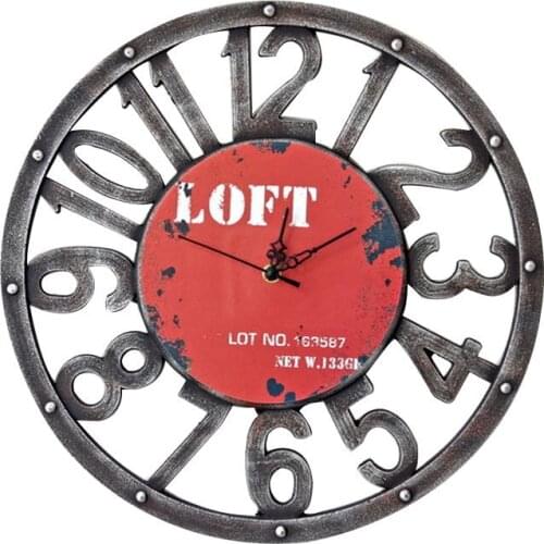 Hollow Round Wall Clock Vintage Retro Antique Digital Mute Wall Clock Silent Dining Room Reloj De Pared Rustic Home Decor EB5WC